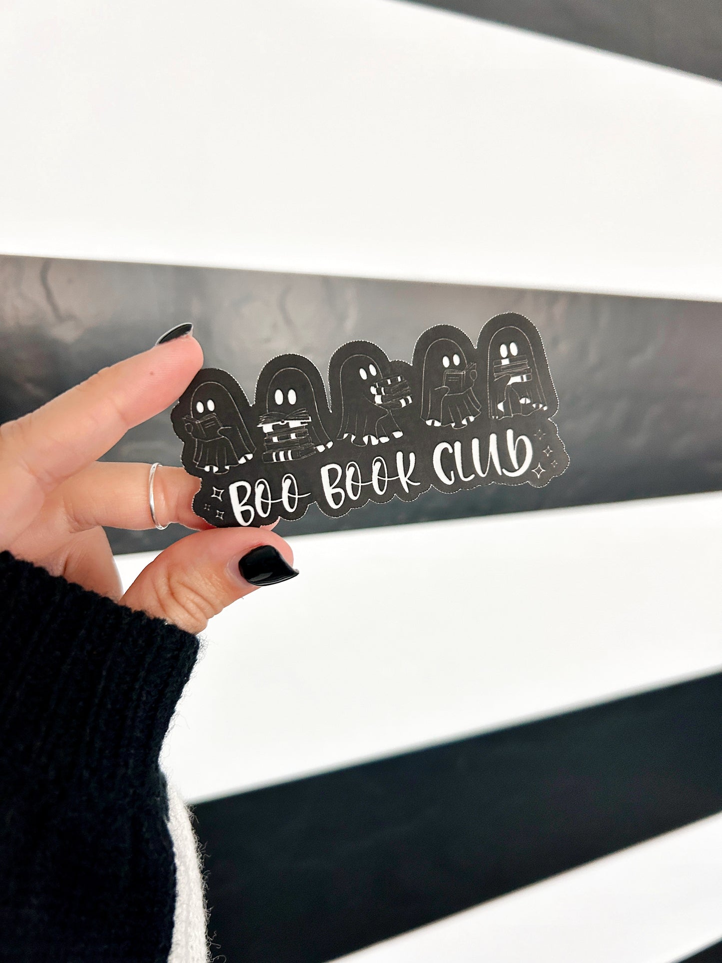 Boo Book Club Group Sticker - Four Options Available - Holographic - Black + White