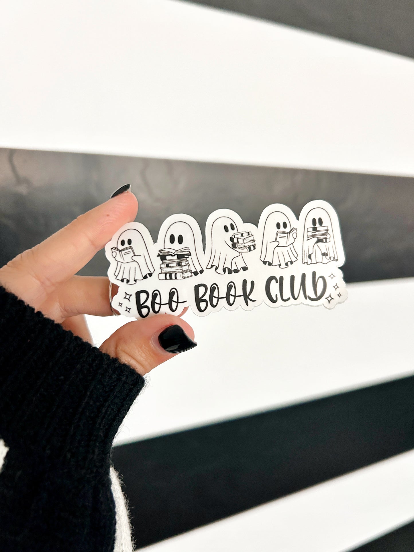 Boo Book Club Group Sticker - Four Options Available - Holographic - Black + White