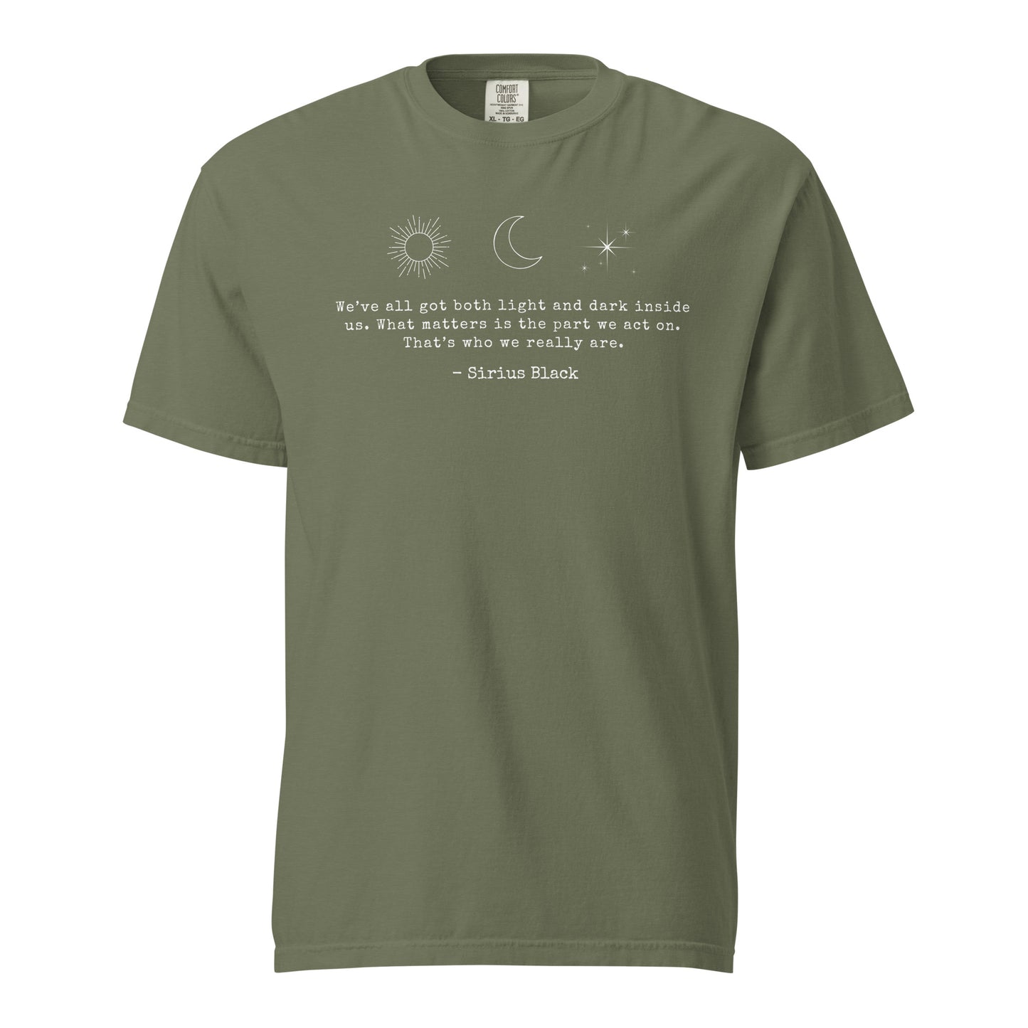 Chemise style décontracté avec citation Sirius Black Light and Darkness COMFORT COLORS - Options de couleurs foncées